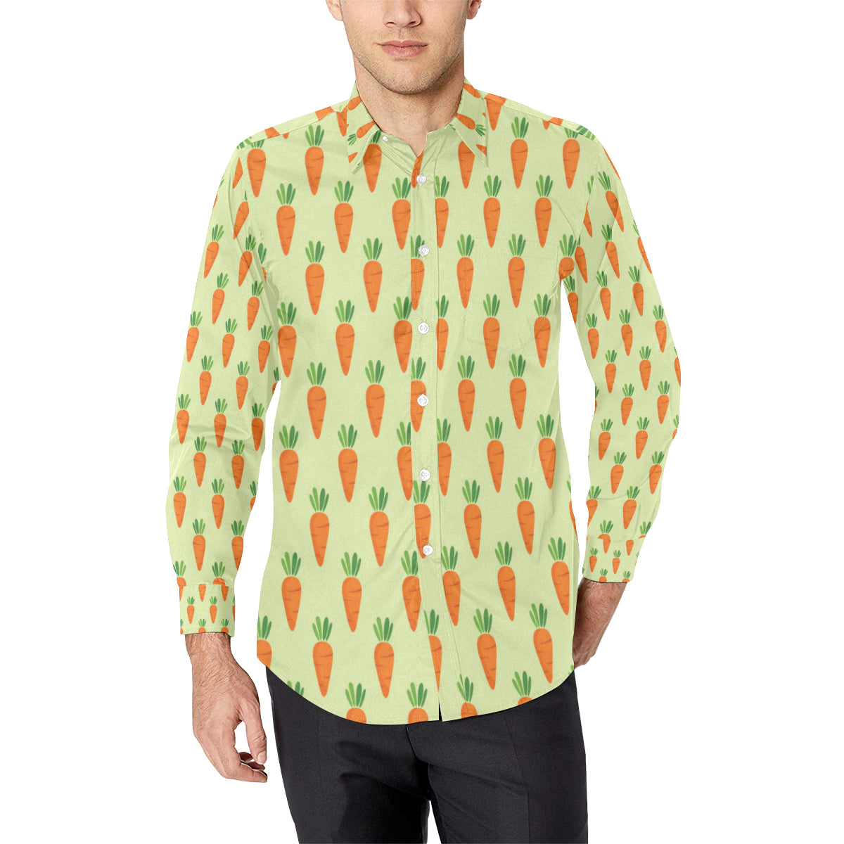 Carrot Pattern Print Design 02 Men's Long Sleeve Shirt