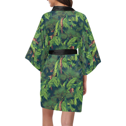 Rainforest Pattern Print Design A01 Women's Short Kimono