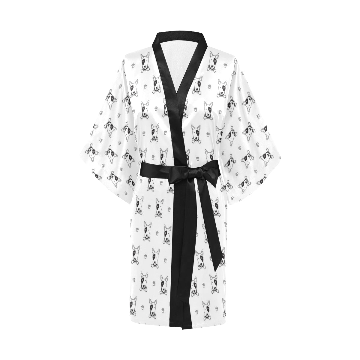 Bull Terriers Pattern Print Design 06 Women's Short Kimono