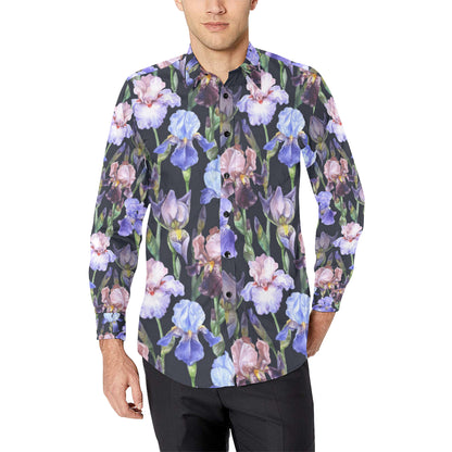 Iris Pattern Print Design IR04 Men's Long Sleeve Shirt