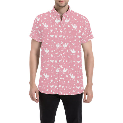 Cupid Pattern Print Design 03 Men's Short Sleeve Button Up Shirt