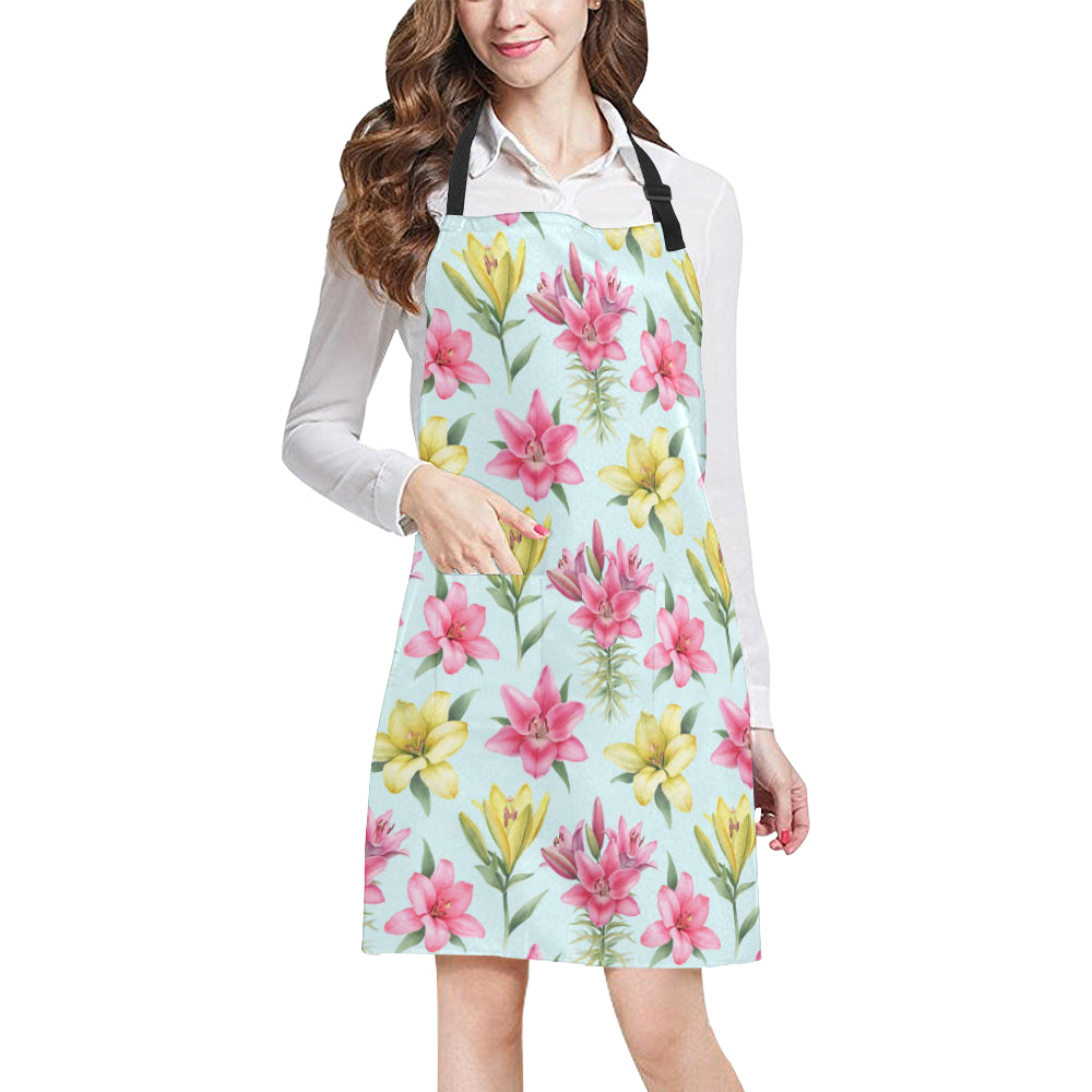 Lily Pattern Print Design LY010 Apron with Pocket