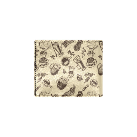 Coffee Pattern Print Design 05 Men's ID Card Wallet