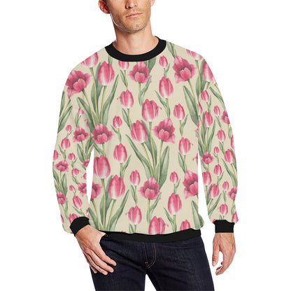 Tulip Pink Pattern Print Design TP06 Men Long Sleeve Sweatshirt