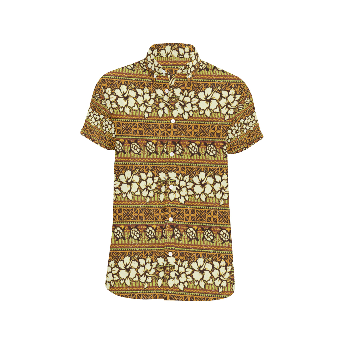 Hawaiian Themed Pattern Print Design H015 Men's Short Sleeve Button Up Shirt