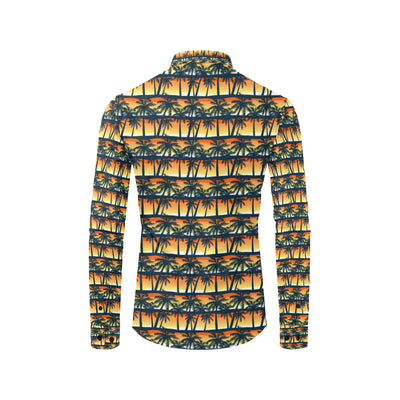 Palm Tree Sunset Design Print Men's Long Sleeve Shirt
