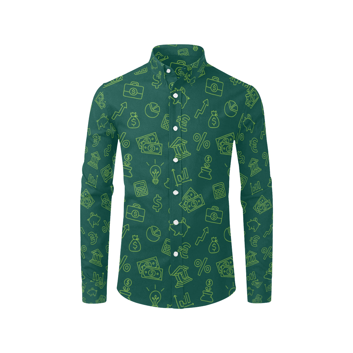Accounting Financial Pattern Print Design 02 Men's Long Sleeve Shirt