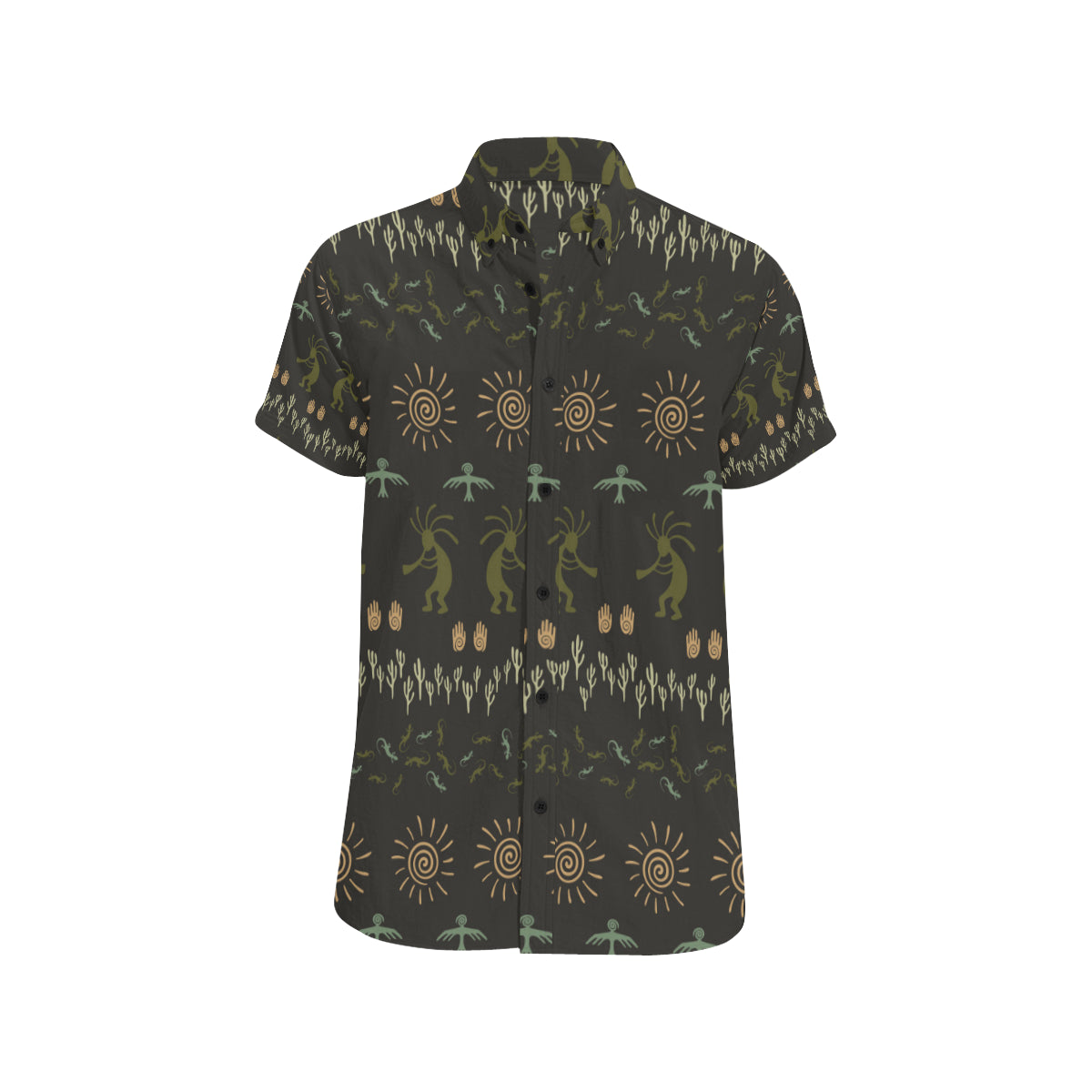 Mayan Pattern Print Design 04 Men's Short Sleeve Button Up Shirt