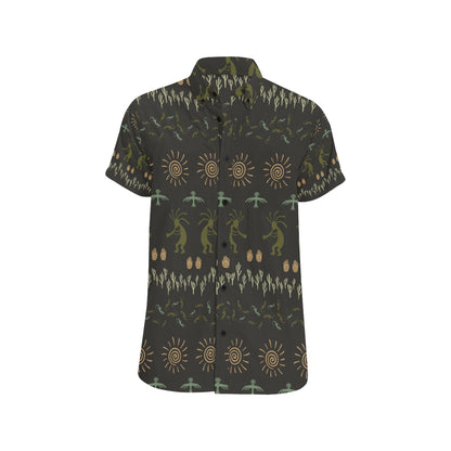 Mayan Pattern Print Design 04 Men's Short Sleeve Button Up Shirt