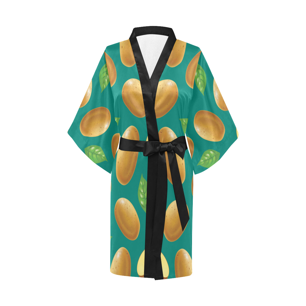 Potato Pattern Print Design A04 Women's Short Kimono
