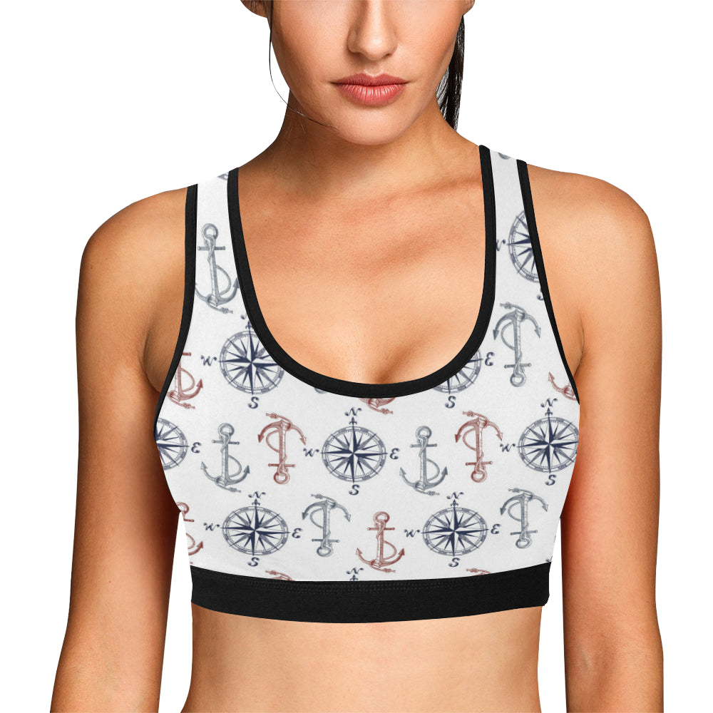 Anchor Pattern Print Design 06 Sports Bra