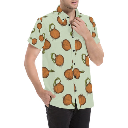 Onion Pattern Print Design A05 Men's Short Sleeve Button Up Shirt