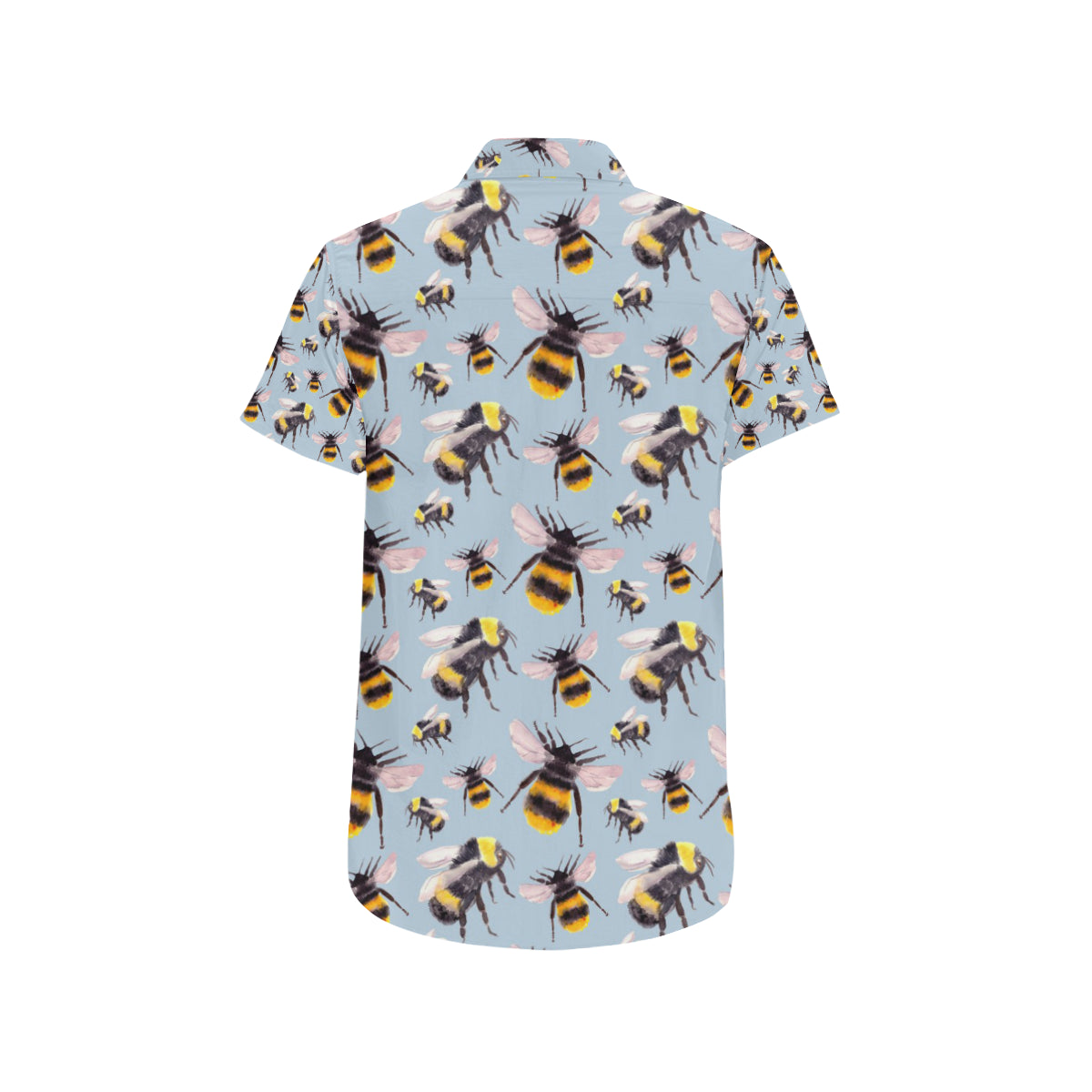 Bee Pattern Print Design BEE08 Men's Short Sleeve Button Up Shirt