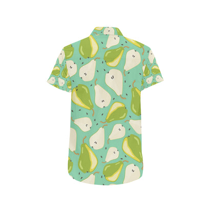 Pear Pattern Print Design PE04 Men's Short Sleeve Button Up Shirt