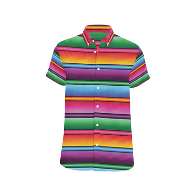 Mexican Blanket Colorful Print Pattern Men's Short Sleeve Button Up Shirt