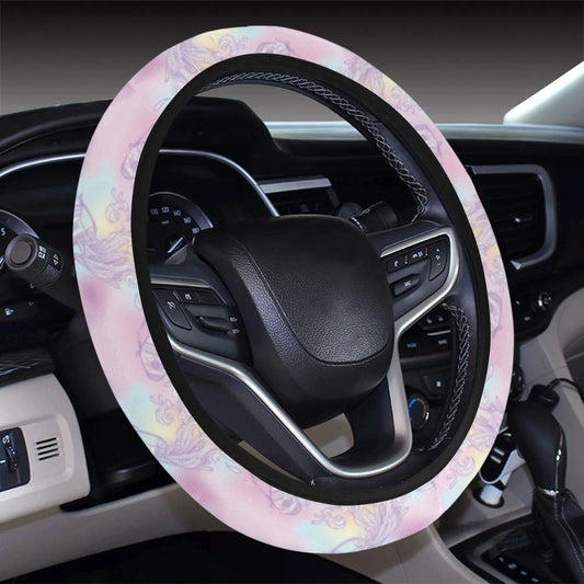 Aquarius Zodiac Pattern Print Design 01 Steering Wheel Cover with Elastic Edge