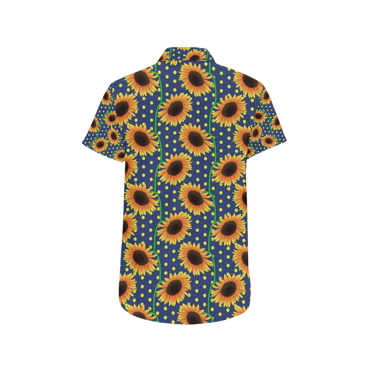 Sunflower Pattern Print Design SF03 Men's Short Sleeve Button Up Shirt