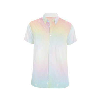 Nebula Pattern Print Design A02 Men's Short Sleeve Button Up Shirt