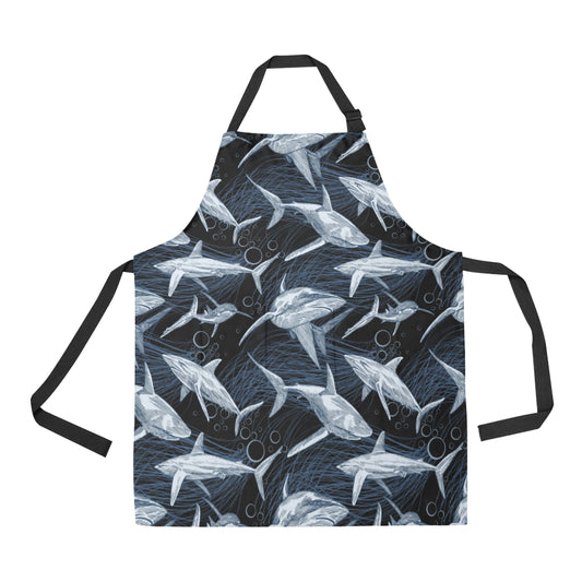 Shark Print Pattern Apron with Pocket