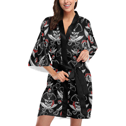 Pirate Pattern Print Design A05 Women's Short Kimono