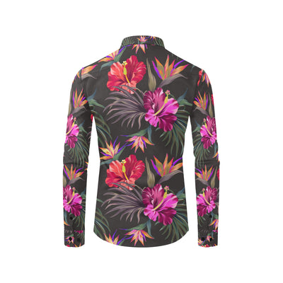 Hibiscus Pattern Print Design HB014 Men's Long Sleeve Shirt