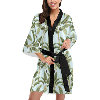 Banana Leaf Pattern Print Design BL03 Women's Short Kimono