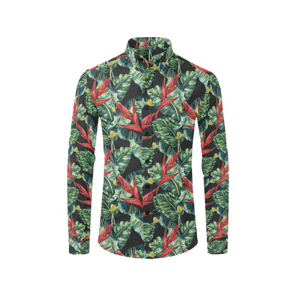 Bird Of Paradise Pattern Print Design BOP06 Men's Long Sleeve Shirt