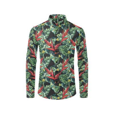 Bird Of Paradise Pattern Print Design BOP06 Men's Long Sleeve Shirt