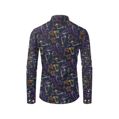 Cocktail Pattern Print Design 04 Men's Long Sleeve Shirt