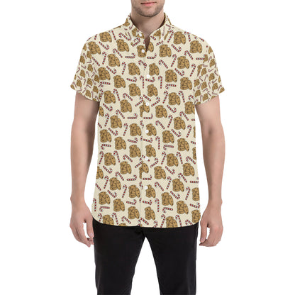 Cookie Pattern Print Design 04 Men's Short Sleeve Button Up Shirt