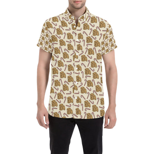 Cookie Pattern Print Design 04 Men's Short Sleeve Button Up Shirt