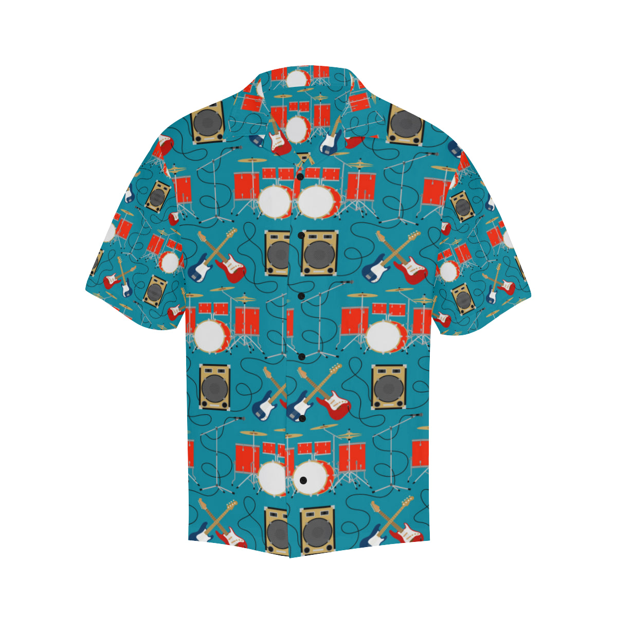 Drum Set Guitar Pattern Print Design 02 Men's Hawaiian Shirt