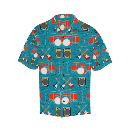 Drum Set Guitar Pattern Print Design 02 Men's Hawaiian Shirt