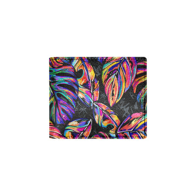 Neon Color Tropical Palm Leaves Men's ID Card Wallet