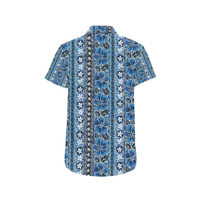 Hawaiian Themed Pattern Print Design H012 Men's Short Sleeve Button Up Shirt