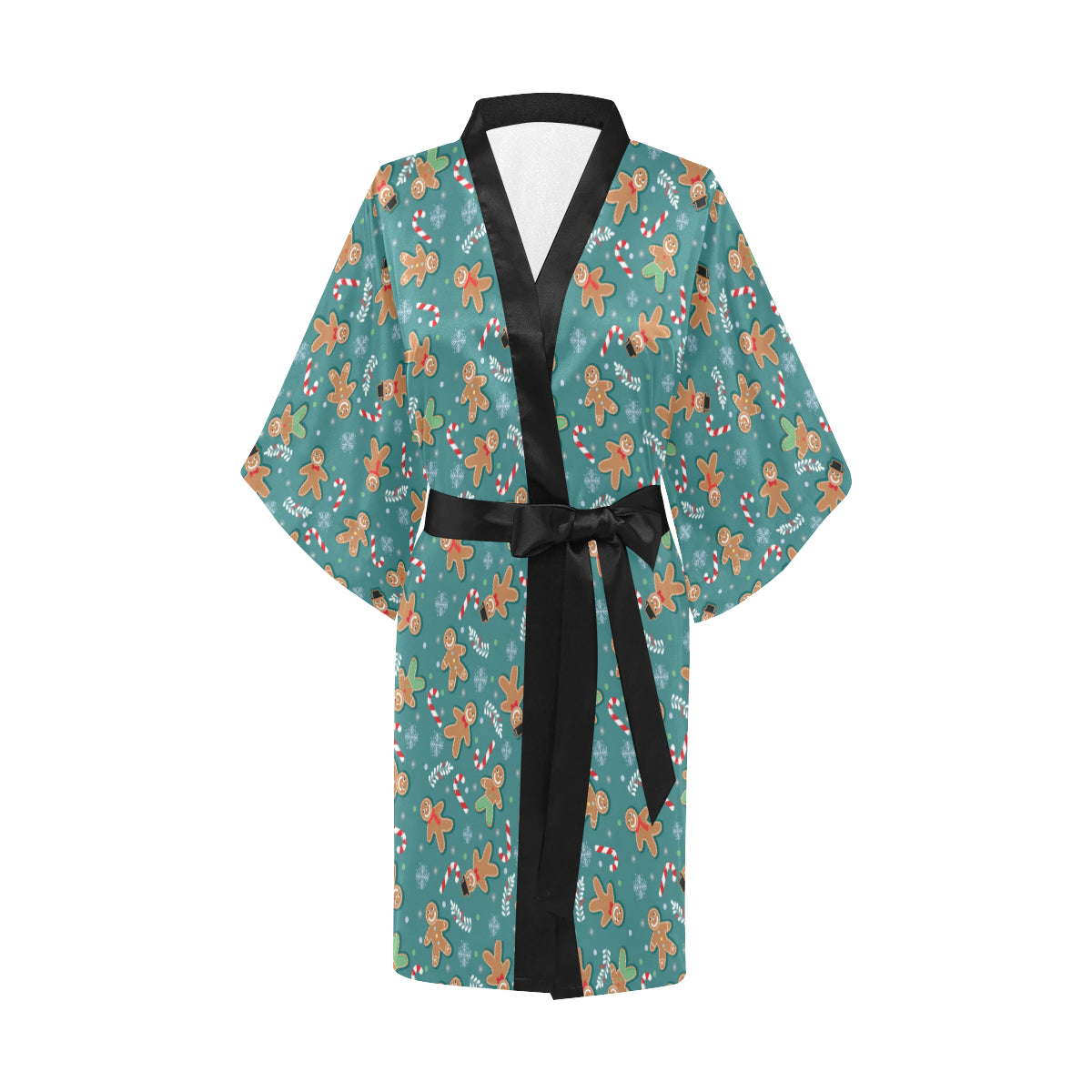 Gingerbread Pattern Print Design 05 Women's Short Kimono