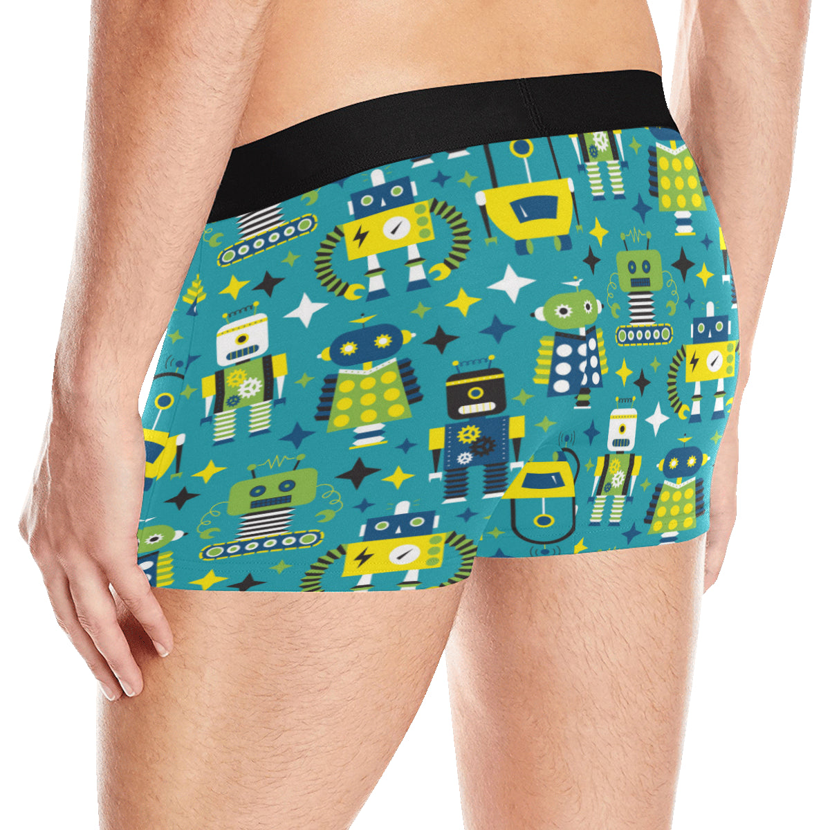 Robot Pattern Print Design A02 Men's Boxer Briefs