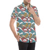 Tribal Wave Pattern Print Men's Short Sleeve Button Up Shirt