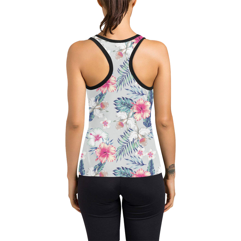 Hibiscus Print Women's Racerback Tank Top