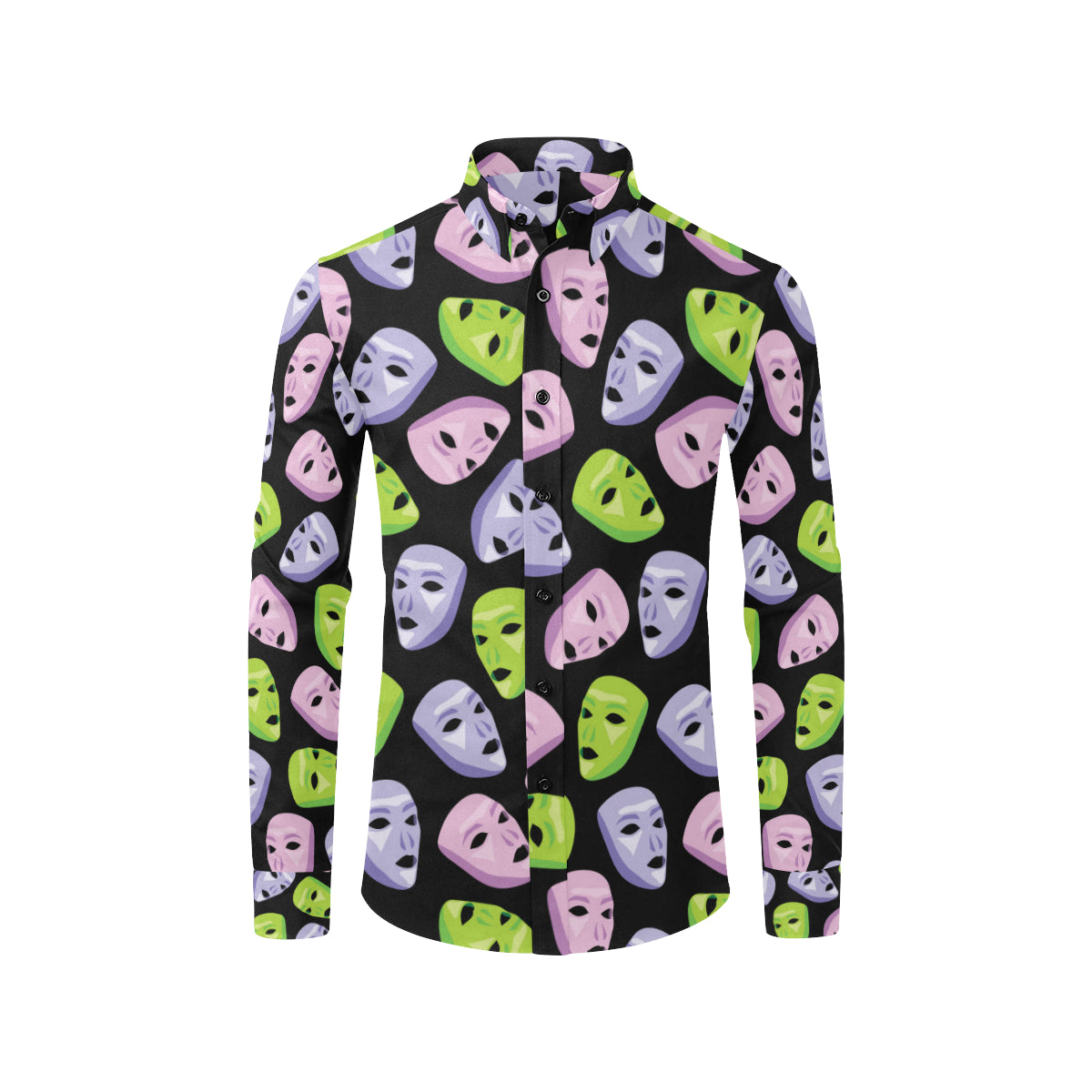 Acting Mask Pattern Print Design 04 Men's Long Sleeve Shirt