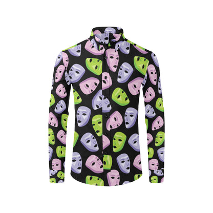 Acting Mask Pattern Print Design 04 Men's Long Sleeve Shirt