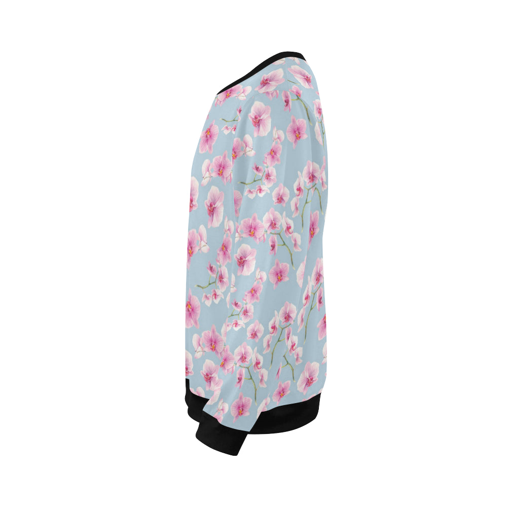 Orchid Pink Pattern Print Design OR01 Men Long Sleeve Sweatshirt