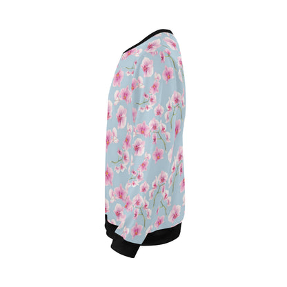 Orchid Pink Pattern Print Design OR01 Men Long Sleeve Sweatshirt