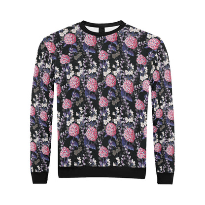 Hydrangea Pattern Print Design HD04 Men Long Sleeve Sweatshirt