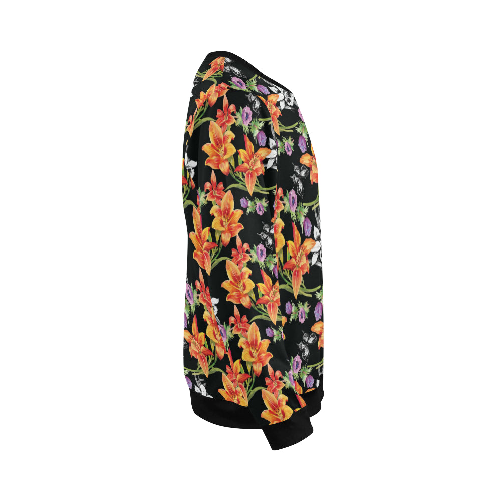 Tropical Flower Pattern Print Design TF02 Men Long Sleeve Sweatshirt