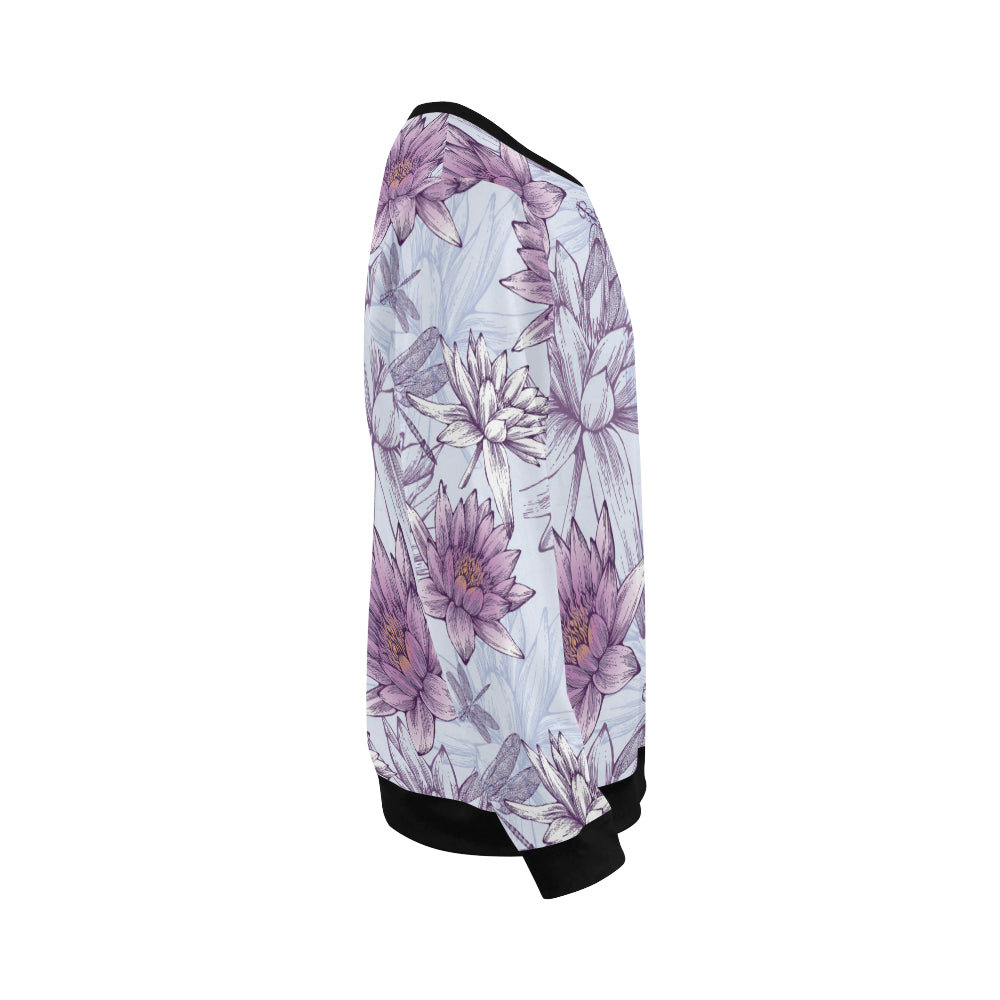 Water Lily Pattern Print Design WL01 Men Long Sleeve Sweatshirt