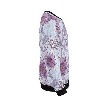 Water Lily Pattern Print Design WL01 Men Long Sleeve Sweatshirt