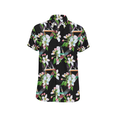 Apple blossom Pattern Print Design AB07 Men's Short Sleeve Button Up Shirt