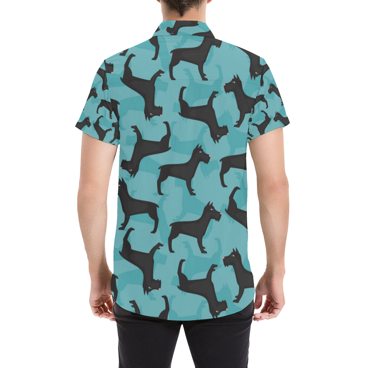 Schnauzers Pattern Print Design A01 Men's Short Sleeve Button Up Shirt
