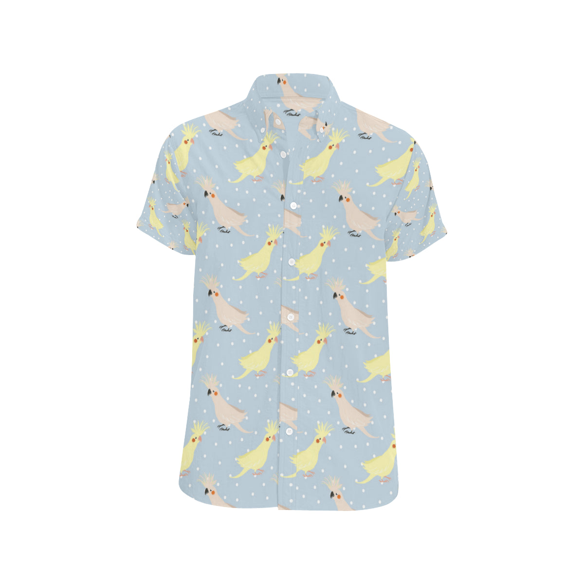 Cockatiel Pattern Print Design 03 Men's Short Sleeve Button Up Shirt